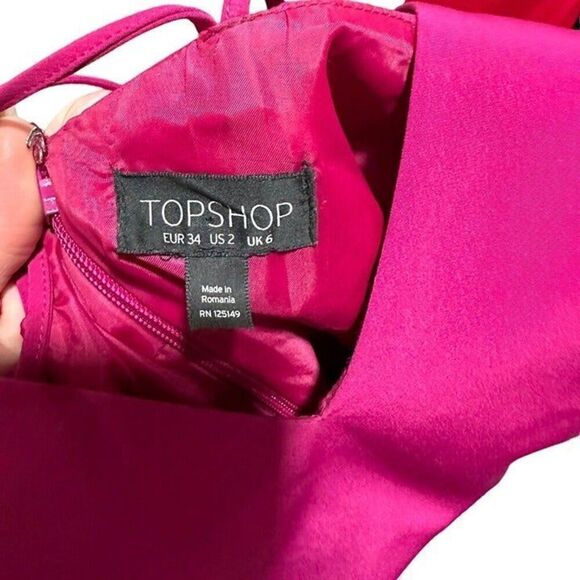 TOPSHOP magenta pink strappy fit and flare formal dress SIZE 2 - Picture 5 of 9